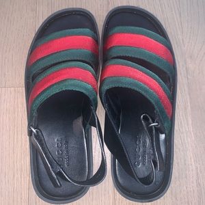 Gucci leather and web sandals